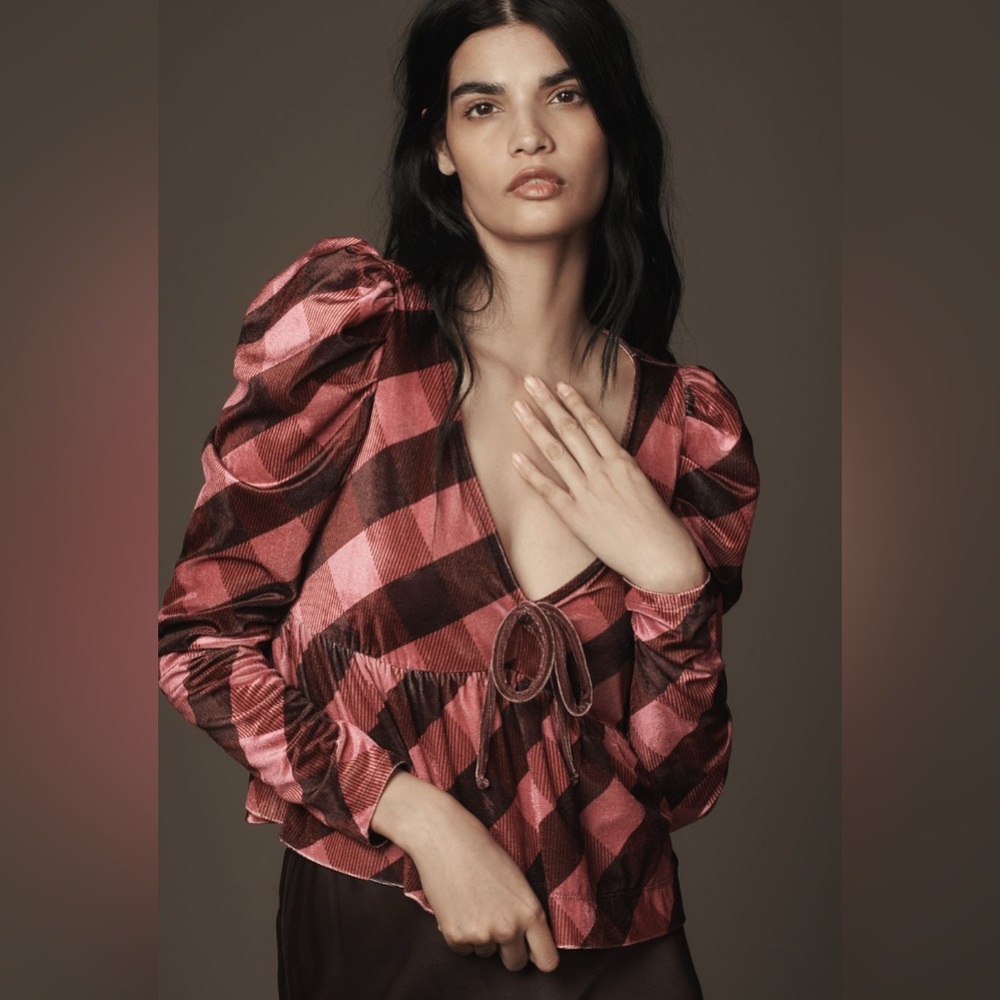 ✨ Anthropologie Velvet Babydoll Top Sz M